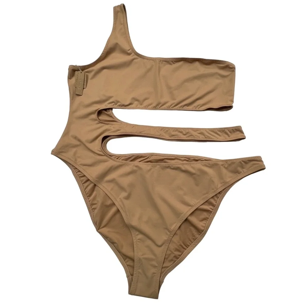 SKIMS Swim One Shoulder Monokini Ochre Womens‎ 4X